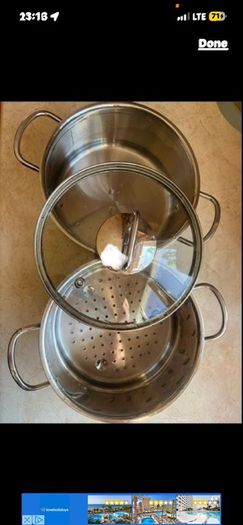 Steamer Cookware Set with Glass Lid Handles Stainless Steel Pan Kitchen Home Cook Chef Healthy Veg Cooking Housewarming induction ceramic gas electric perfect condition