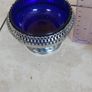 Vintage Queen Anne Cobalt Blue Glass & Chrome Plated Cream & Sugar Bowls Set of 2 Image 5