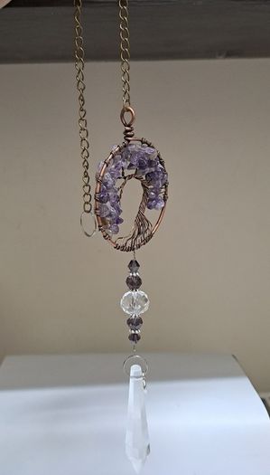 Amethyst Handmade Tree of Life Crystal Suncatcher