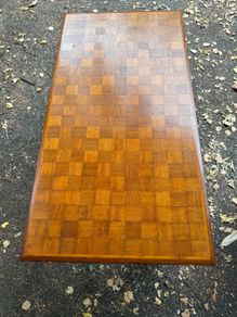 Mid-Century Teak Parquet/Checkerboard Coffee Table ((970s) 84cm