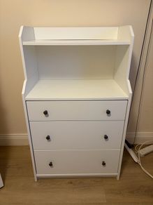 ikea hauga white chest of 3 drawers with shelf