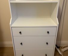ikea hauga white chest of 3 drawers with shelf