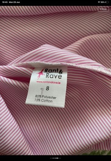 short sleeve pink & white top uk size 8 rant & rave brand