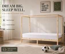 Kids Football Goal Bed with Mattress  90 x 200 Pine Wood