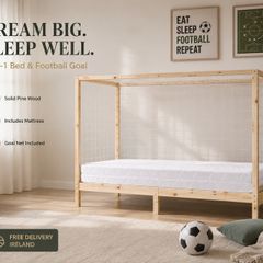 Kids Football Goal Bed with Mattress  90 x 200 Pine Wood