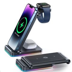 3 In1 Foldable Wireless Charging Station - Black