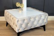 Velvet coffee table with metal legs