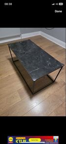 Black marble effect coffee table metal frame