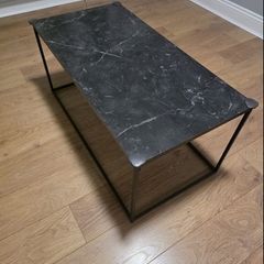 Black marble effect coffee table metal frame