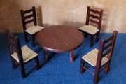 Doll house Furniture - dark browen table + chairs