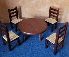 Doll house Furniture - dark browen table + chairs