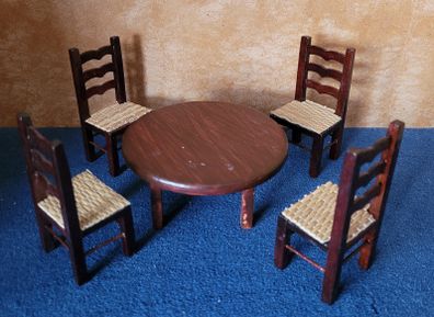 Doll house Furniture - dark browen table + chairs