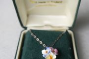 Vintage 925 Sterling Silver Harrods EARRINGS &amp; NECKLACE, Harrods, polychrome painted porcelain.