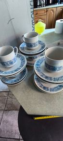 18 Piece Tea / Coffee Set Royal Doulton Cranbourne fine china pattern, labeled with code TC 1032 and made in England.