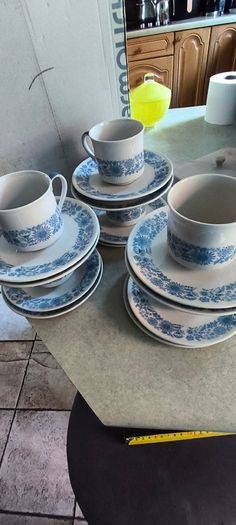 18 Piece Tea / Coffee Set Royal Doulton Cranbourne fine china pattern, labeled with code TC 1032 and made in England.