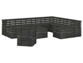12 Piece Garden Pallet Lounge Set Solid Pinewood Dark Grey