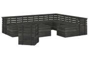 12 Piece Garden Pallet Lounge Set Solid Pinewood Dark Grey