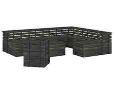 12 Piece Garden Pallet Lounge Set Solid Pinewood Dark Grey