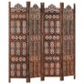 Hand carved 4-PanelRoom Divider Brown 160x165 cm Solid Mango Wood Image 5
