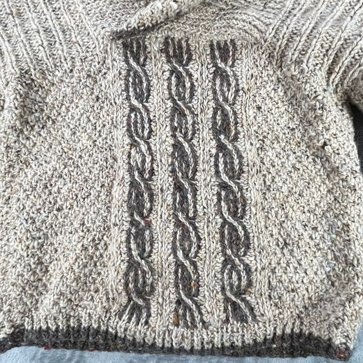 Vintage Donegal Woollen Products - 38 S - Chunky Shawl-Collar Wrap Neck Jumper