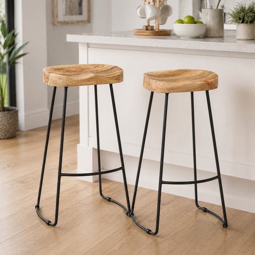 Set of 2 Bar Chair Brown and Black