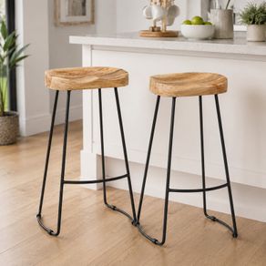 Set of 2 Bar Chair Brown and Black