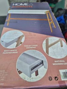 Brand New Home Comforts Desk - Matt White / Wood Legs (Unopened)