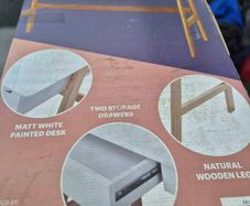Brand New Home Comforts Desk - Matt White / Wood Legs (Unopened)