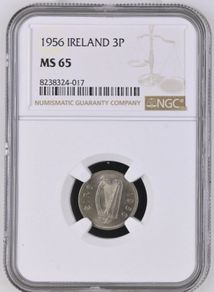 Ireland 1956 | Irish 3p | 3 Pence | Hare | KM.12a | MS 65