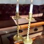 Vintage Brass Single Barley Twist Candlesticks Pair Spiral Candle Holders Image 3