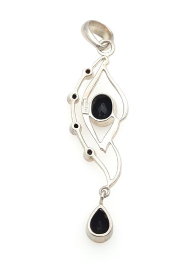 Vintage 925 Sterling Silver & Dark Smoky Quartz Pendant
