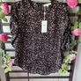 top Bnwt black patterned round neck top Marc Angelo brand size 12 Image 5