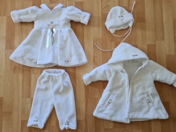 princess christening dress  white coat hat shoes winter baptism size 74