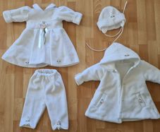 princess christening dress  white coat hat shoes winter baptism size 74