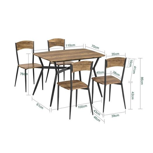 5-Piece Dining Table With 4 Chairs