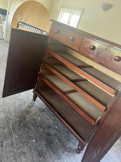 19th Century Mahogany Linen Cupboard / Antique Cabinet