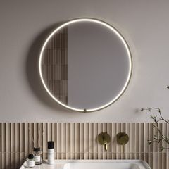 Mirror Led , touch frame led ,brushed brass 600mm nyx