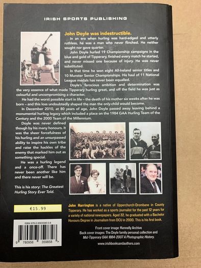Very rare and collectable signed GAA Hurling Book John Doyle Tipperary