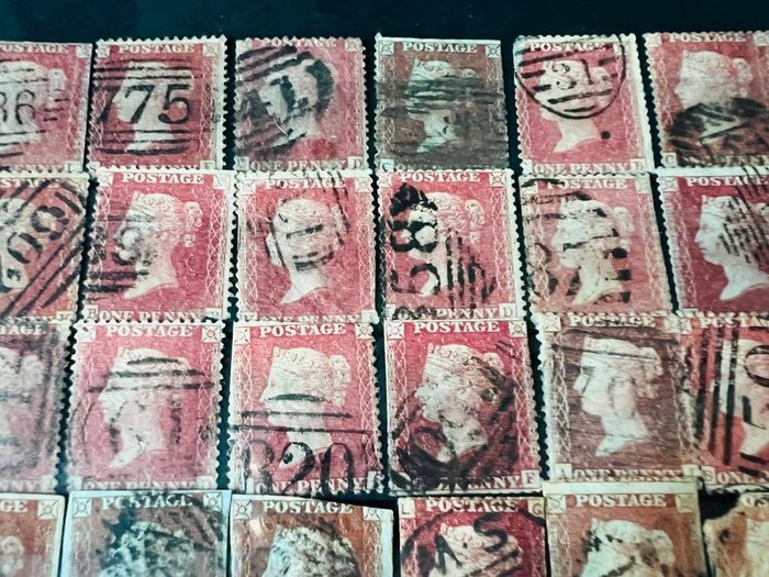 Great Britain 1841-1879 Queen Victoria 1d Penny red 46 stamps lot