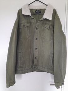 Boohoo man green denim jacket.