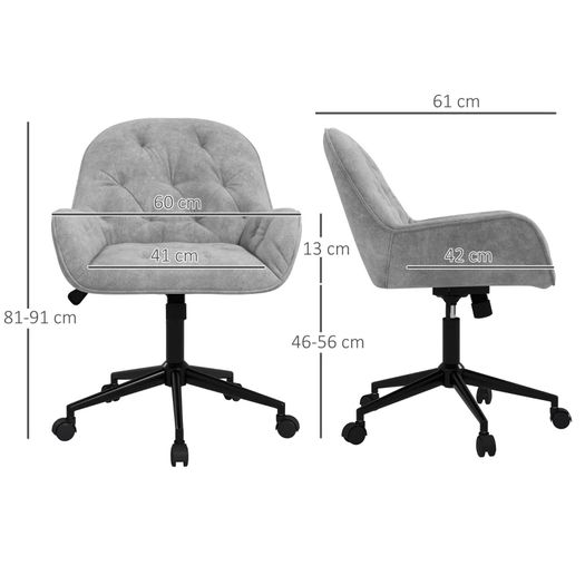 Office Chair Desk Chair Computer Chair, Height Adjustable, Velvet-Look, Grey