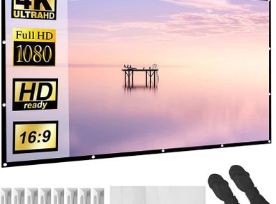 Projector Screen ,120 inch 16:9 Foldable Anti-Crease Movie Screen for Home, Office, Party, Classroom, Outdoor Indoor Movies.