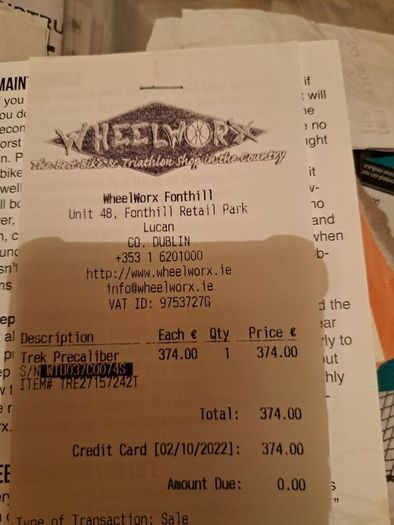 Trek Precalibre 20" Kids Bike, worth E374 new,  receipt attached