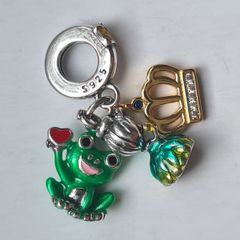 Princess Frog and Crown Charm 925 Silver Charm Compatible with Pandora Charms, Trollbeads, Chamilia, Biagi and Many Other IRL Charm Bracelets.