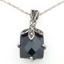 Vintage 925 Sterling Silver, Marcasite & Black Spinel Gothic Necklace Image 3