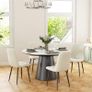 Set of 4 Padded Dining Chairs with High Back, Steel Legs and Velvet-Effect Fabric, Cream Image 2