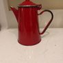 Free Enamel Smaltum colourful mug with this Vintage - Mid Century Red Enamel Coffee Pot with attached lid - 17 cm to lid level Image 2