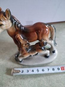 Antique pre 1900 bone china horse figurine with a bony