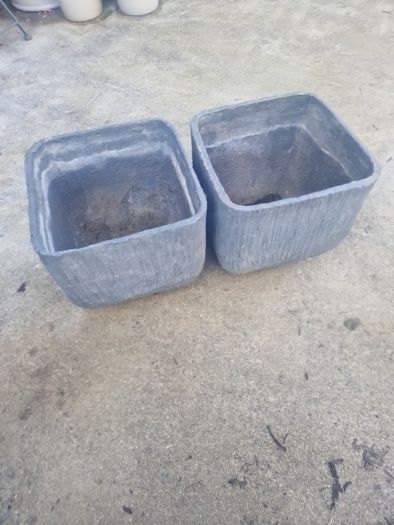 grey stone pots