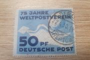 East Germany 1949 "75 Years Universal Postal Union UPU" 50 Pfennig Stamp cancelled - free standard postage